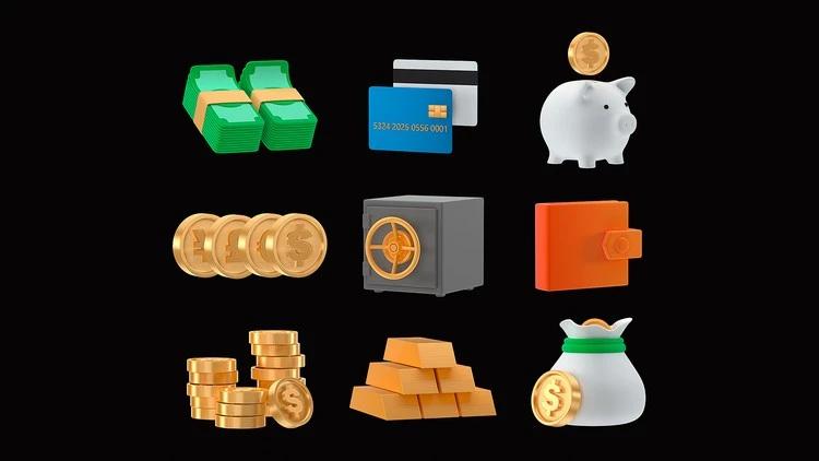 Create 3D finance icon set with Cinema 4D